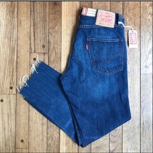 NWT Levi’s Levi Strauss Authorized Vintage 505 Cropped Raw Hem Blue Jeans Sz 30